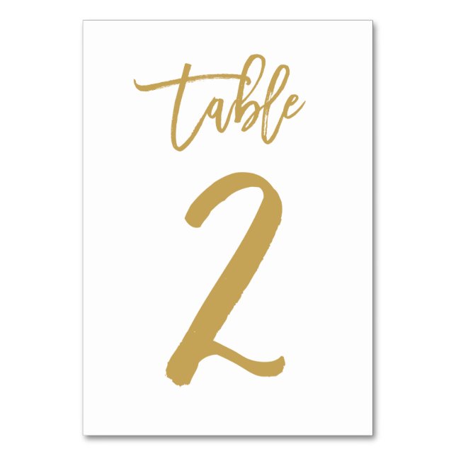 Numeração De Mesa Número de Tabela com Letra de Mão Chic Dourado | M (Frente)
