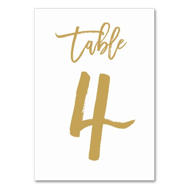 Numeração De Mesa Número de Tabela com Letra de Mão Chic Dourado | M (Frente)