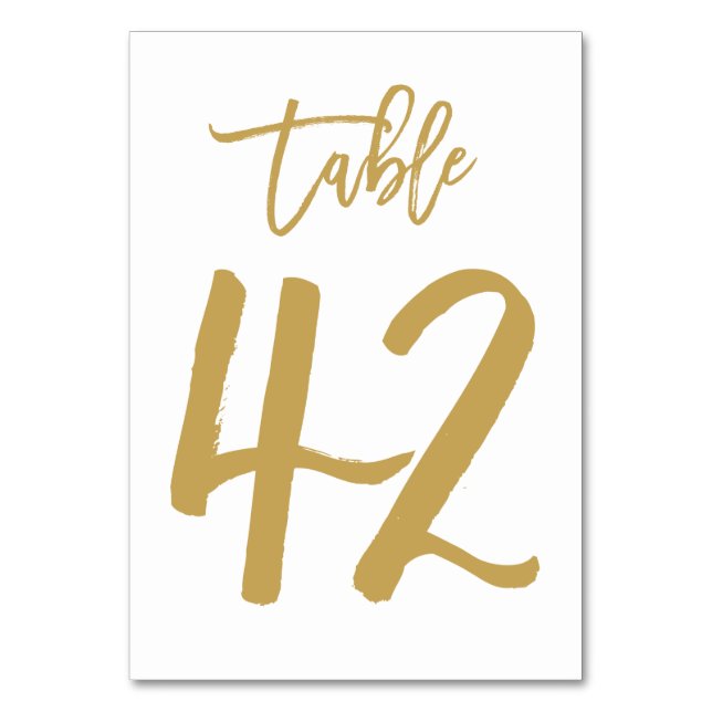 Numeração De Mesa Número de Tabela com Letra de Mão Chic Dourado | M (Frente)