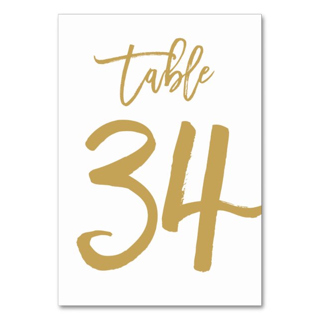 Numeração De Mesa Número de Tabela com Letra de Mão Chic Dourado | M (Frente)