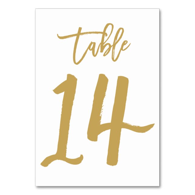 Numeração De Mesa Número de Tabela com Letra de Mão Chic Dourado | M (Frente)