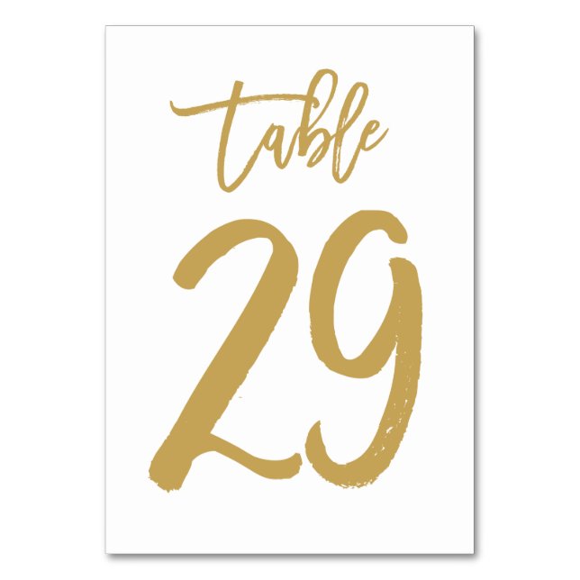 Numeração De Mesa Número de Tabela com Letra de Mão Chic Dourado | M (Frente)