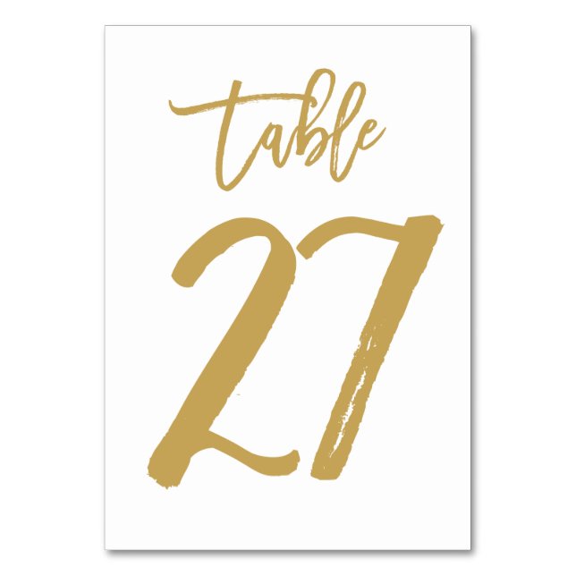 Numeração De Mesa Número de Tabela com Letra de Mão Chic Dourado | M (Frente)
