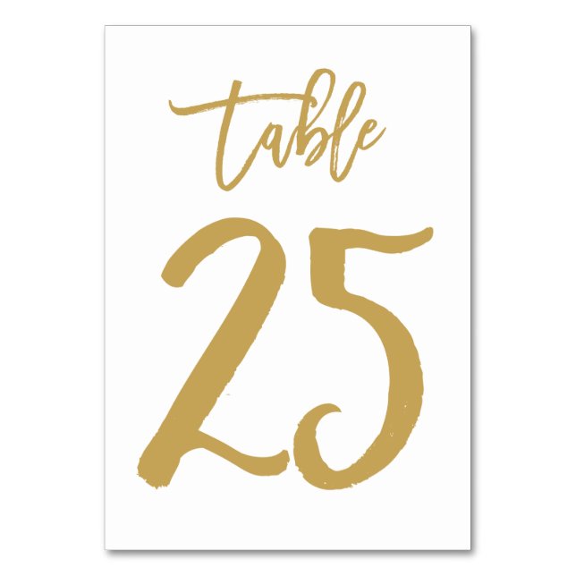 Numeração De Mesa Número de Tabela com Letra de Mão Chic Dourado | M (Frente)