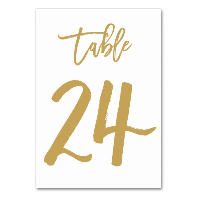 Numeração De Mesa Número de Tabela com Letra de Mão Chic Dourado | M (Frente)