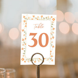 Numeração De Mesa Número de Tabela de Casamento Elegante Peach Flora
