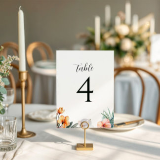 Numeração De Mesa Número de Tabela de Casamento Floral de Cor de Águ