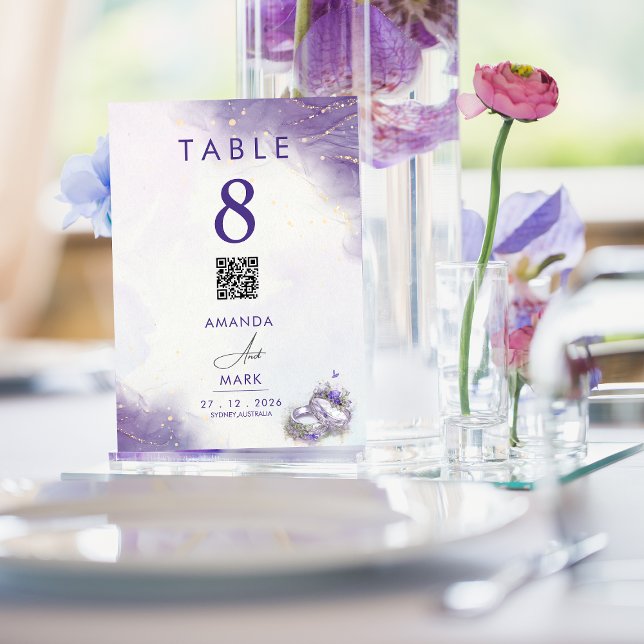 Numeração De Mesa Número de Tabela de Casamento Lilac Mínimo Roxo Mo (Criador carregado)