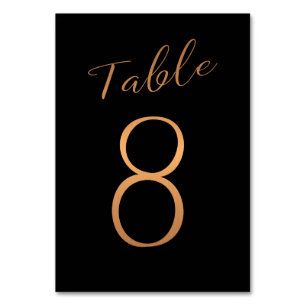 Numeração De Mesa Número de tabela de casamento preto de cobre