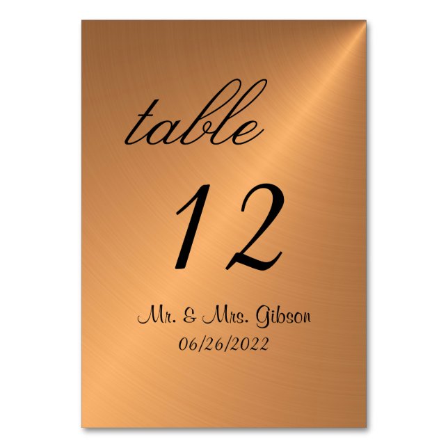 Numeração De Mesa Número de Tabela de Cobre (Frente)