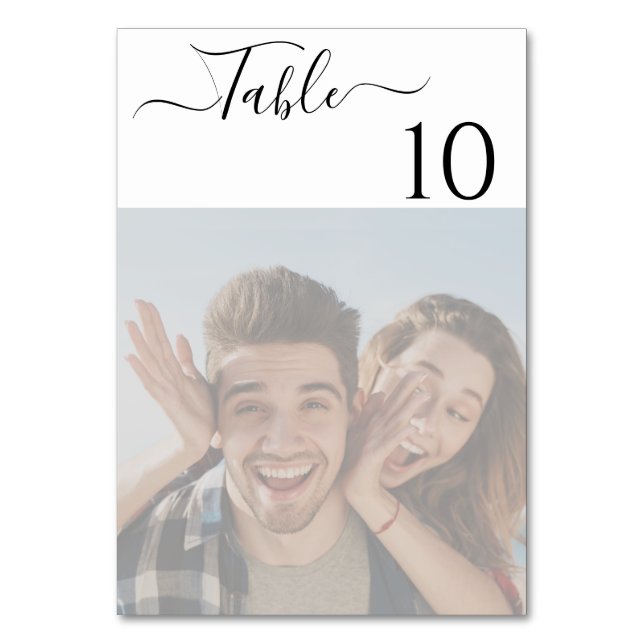 Numeração De Mesa Número de Tabela de Fotografias de Script Elegante (Frente)