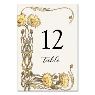 Numeração De Mesa Número de Tabela de Frame Floral Amarelo Vintage