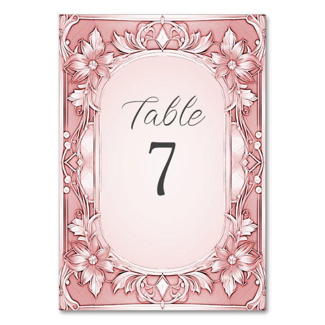 Numeração De Mesa Número de Tabela de Frame Floral Rosa (Verso)