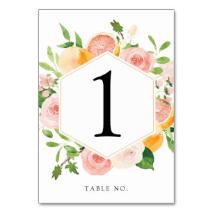 Numeração De Mesa Número de Tabela de Fruta de Citros Rosa