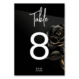 Numeração De Mesa Número de tabela de Rosa preto e Dourado Elegante