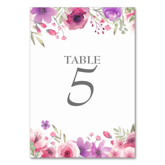 Numeração De Mesa Número de Tabela de Rosas de Aquarela de 25 (Verso)
