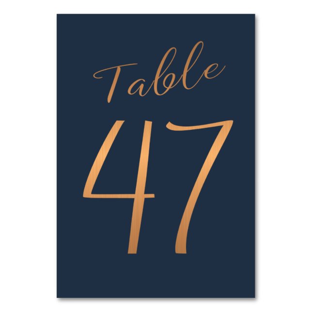 Numeração De Mesa Número de tabela do marinho de brilho de cobre ros (Frente)