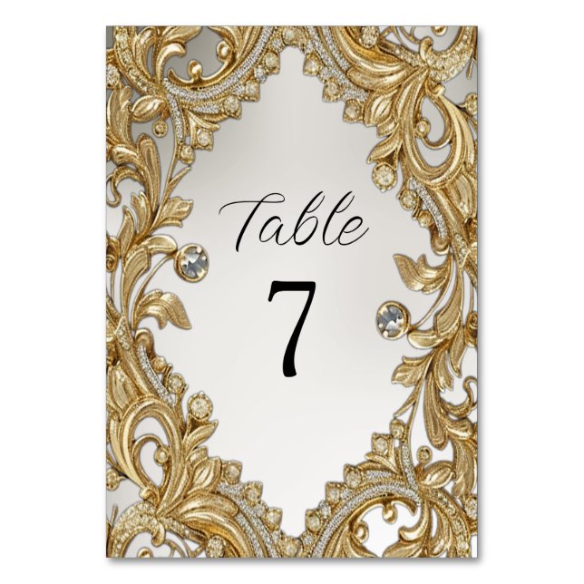 Numeração De Mesa Número de Tabela Dourada Decorativa (Frente)
