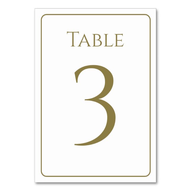 Numeração De Mesa Número de Tabela Dourada e Branco Elegante (Frente)