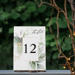Numeração De Mesa Número de Tabela Dourada e Brilhante do Eucalipto<br><div class="desc">Vestir suas mesas de casamento ou festas com o seu Cartão de Número de Tabela Eucalyptus Glow e Dourado.</div>