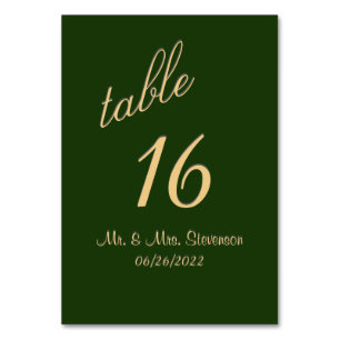 Numeração De Mesa Número de Tabela Dourada e Verde Caçadora