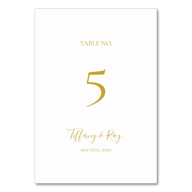 Numeração De Mesa Número de Tabela Dourada Elegante Simples (Frente)