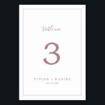 Numeração De Mesa Número de Tabela Dourada Rosa minimalista<br><div class="desc">Este número minimalista de mesa de ouro rosa é perfeito para um casamento simples. A design romântica moderna apresenta clássico de ouro rosa e tipografia branca emparelhada com uma caligrafia rustica, mas elegante, com estilo antigo, com letra de mão. Personalizável em qualquer cor. Mantenha o design simples e elegante, como...</div>