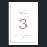 Numeração De Mesa Número de Tabela Dourada Rosa minimalista<br><div class="desc">Este número minimalista de mesa de ouro rosa é perfeito para um casamento simples. A design romântica moderna apresenta clássico de ouro rosa e tipografia branca emparelhada com uma caligrafia rustica, mas elegante, com estilo antigo, com letra de mão. Personalizável em qualquer cor. Mantenha o design simples e elegante, como...</div>