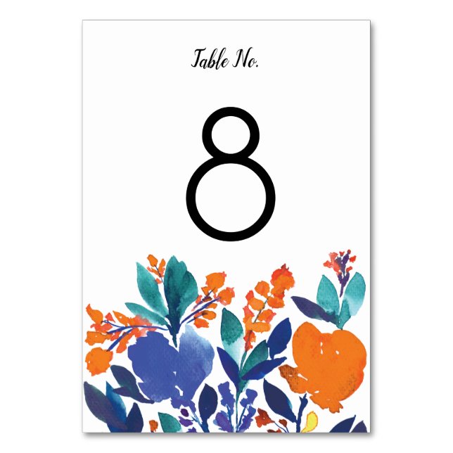 Numeração De Mesa Número de Tabela Floral Flórida Vibrante (Frente)