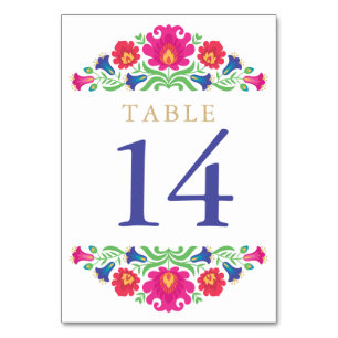 Numeração De Mesa Número de Tabela Floral Multicolorida Mexicana