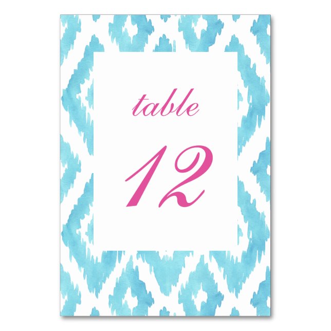 Numeração De Mesa Número de Tabela Ikat Azul (Frente)