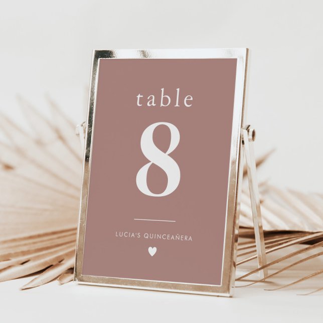 Numeração De Mesa Número de Tabela Mínima Moderna de Quinceañera (Zazzle Modern Minimalist Quinceañera Table Number )