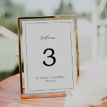 Numeração De Mesa Número de Tabela Minimalista<br><div class="desc">Este número de mesa minimalista é perfeito para um casamento simples. A design romântica moderna apresenta a tipografia clássica, em preto e branco, emparelhada com uma caligrafia rústica, mas elegante, com estilo voltado para a mão. Personalizável em qualquer cor. Mantenha o design simples e elegante, como está, ou personalize-o adicionando...</div>