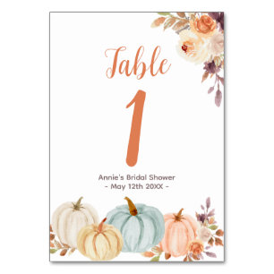 Numeração De Mesa Número de Tabela Moderna Floral de Pumpkin Russo