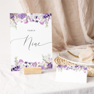 Numeração De Mesa Número de Tabela Nine floral de lavanda