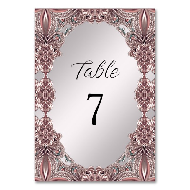Numeração De Mesa Número de Tabela Ornamental Rosa (Frente)