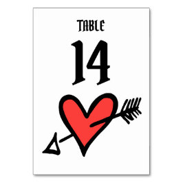 Numeração De Mesa Número de Tabela Vermelha e Preta do Coração de Ca