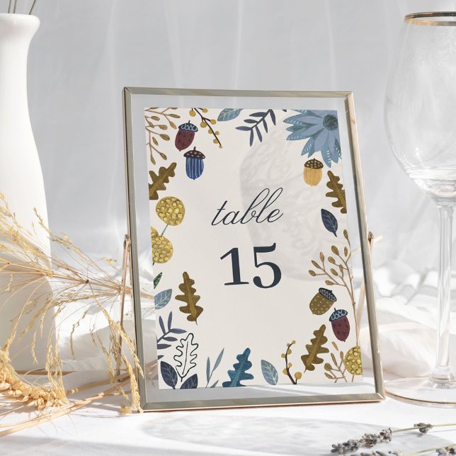 Numeração De Mesa Número do quadro do casamento outono das folhas do (Rustic autumn leaves fall wedding table number)