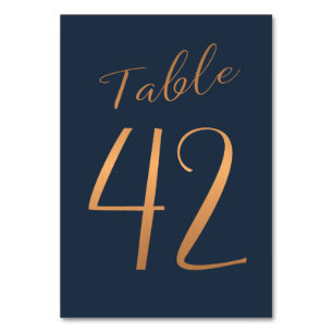 Numeração De Mesa Número elegante de tabela marinho de brilho de ros