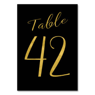 Numeração De Mesa Numero elegante preto de ouro de castigo