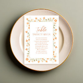 Numeração De Mesa Número Floral de Tabela de Casamento de Pêssego