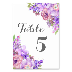 Numeração De Mesa Número floral roxo da mesa do casamento da lavand