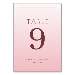 Numeração De Mesa Número Minimalista Rosa Elegante