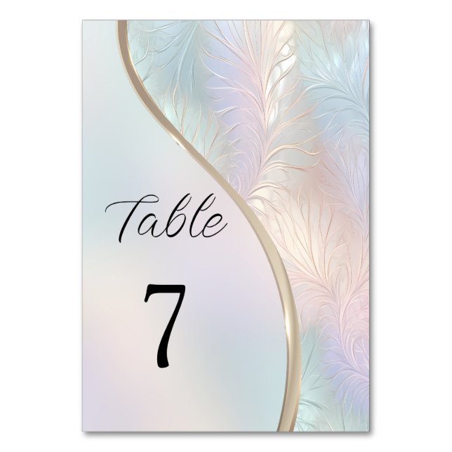 Numeração De Mesa Número Moderno de Tabela Iridescente de Abstrato (Verso)