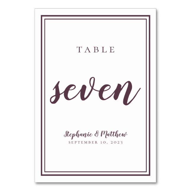 Numeração De Mesa Número Sete de Mesa de Casamento Simples Roxo Mode (Frente)