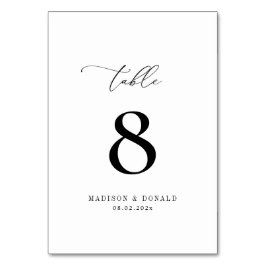 Numeração De Mesa número simples da mesa de casamento preto e branco