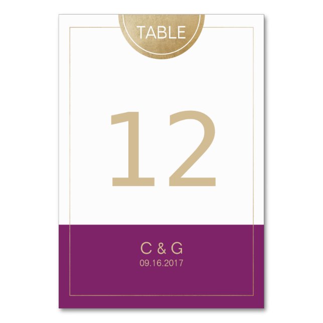 Numeração De Mesa Número simples da mesa de casamento simples, roxa (Frente)