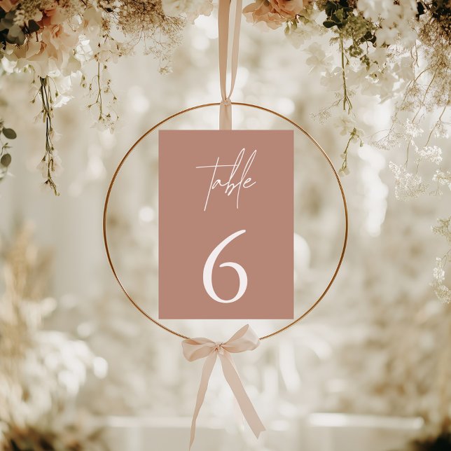 Numeração De Mesa Número Simples de Tabela de Rosa Elegante Dusty El (Simple Minimalist Elegant Dusty Rose Table Number)
