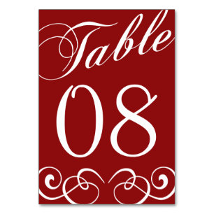 Numeração De Mesa Número vermelho e branco elegante da mesa do