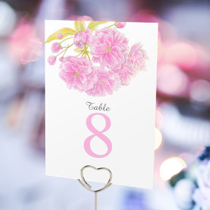 Numeração De Mesa Números cor-de-rosa da mesa do casamento da flor